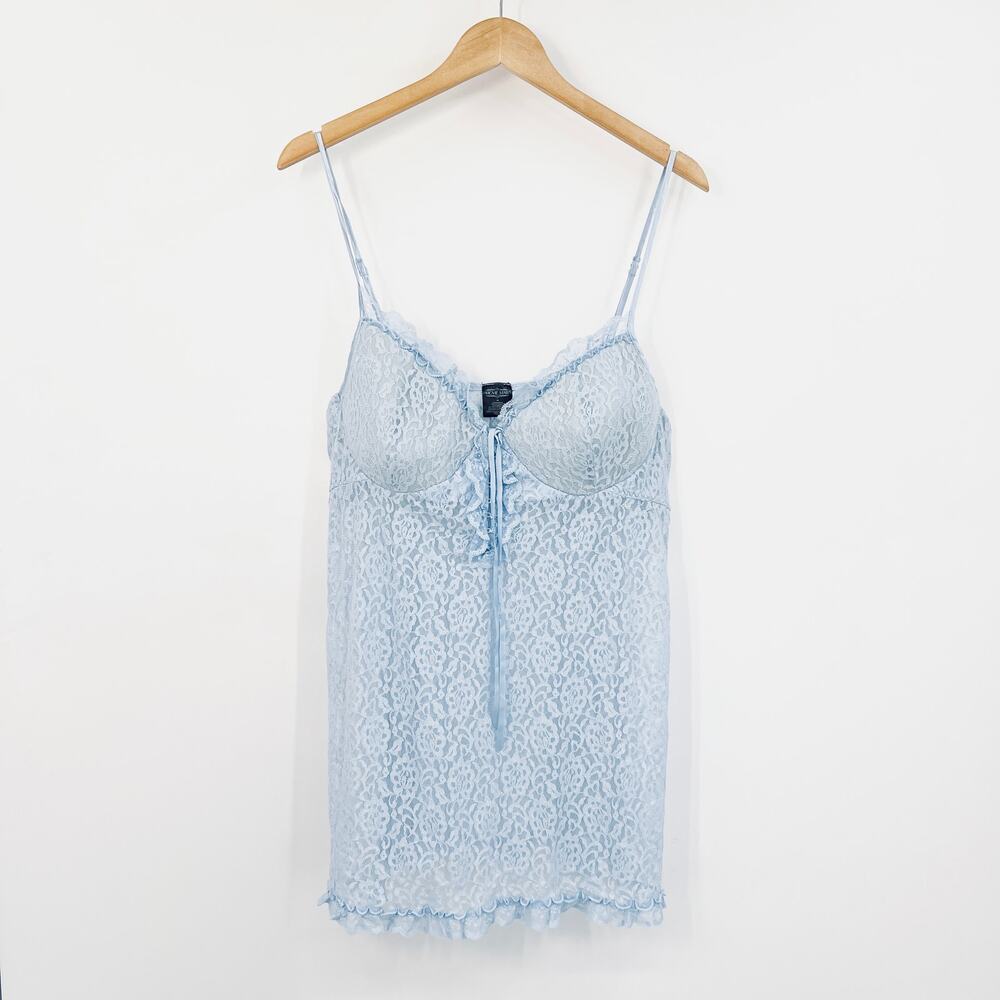 Movie Star Baby Blue Lace Lingerie Slip Cami 2X